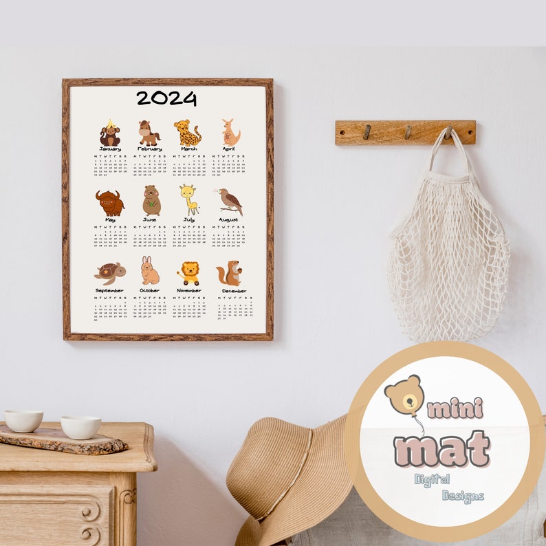 Printable 2024 Cute Calendar Desk Calendar Monthly Calendar Etsy Printable 2024 Cute Calendar Desk Calendar Monthly Calendar Etsy