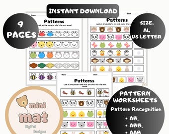 Animal Pattern Math Worksheets: Color, Cut & Sequence Activity (PDF Download)