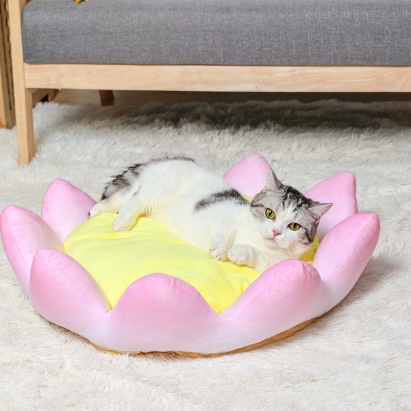 Lotus Flower Shaped 22.5“ Cat Bed and Dog Bed - Ultra-Soft, Plush, and Irresistibly Comfy