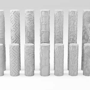 Verwandeln Sie Ihr D&D-Gelände: 3D-gedruckte Textur-Walzen für ultimatives Crafting Crafts Eisenbahn Handwerk Basing Wählen Sie Walze 3D Gedruckt Set 16