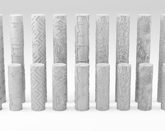 Transform Your DnD Terrain: 3D-Printed Texture Rollers for Ultimate Crafting Crafts Railway Crafting Basing Choose Roller 3D Printed Set 16