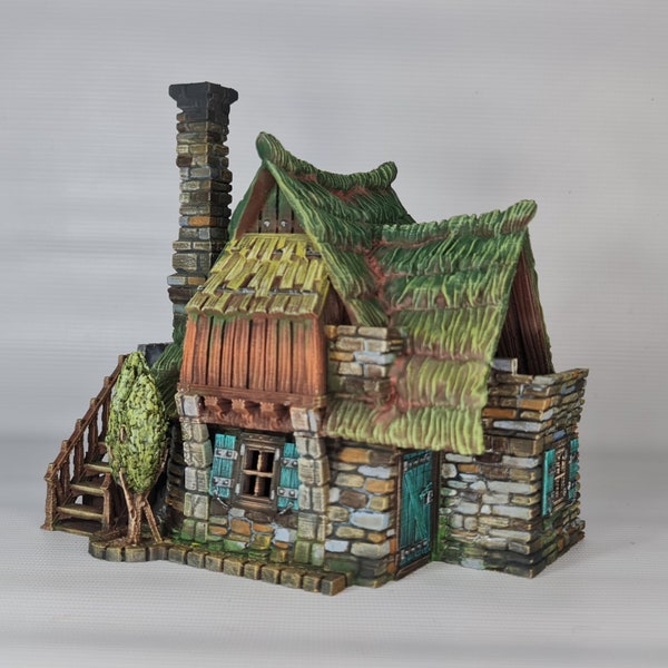 Eldervale Farmstead House 3D Printed DnD Miniature Terrain for Wargaming Medieval Town Shop 28mm scale Tabletop Gamer