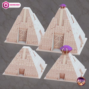 Pyramids & Shrines of Echoes and Amethyst of Oasis 3D Print Egyptian Dessert Themed DnD Miniature Terrain for Wargaming Stargate 3DHexes image 2