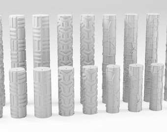 May include: A set of 16 white textured rollers for creating patterns on surfaces. The rollers have different designs, including geometric, abstract, and organic patterns.