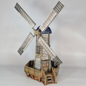 Windmill House 3D Printed DnD Miniature Terrain for Wargaming Medieval Town Shop 28mm scale Tabletop Gamer Model Railway