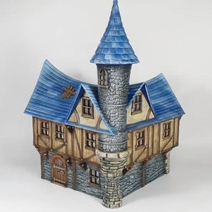 Tower Top House 3D Printed DnD Miniature Terrain for Wargaming Medieval Town Shop 28mm scale Tabletop Gamer Building