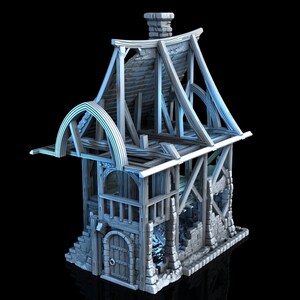 Beetroot House Ruins 3D Printed DnD Miniature Terrain for Wargaming Medieval Town Shop 28mm scale Tabletop Gamer