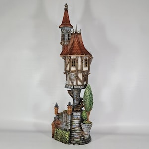 Steeple Manor House 3D Printed DnD Miniature Terrain for Wargaming Medieval Town Shop 28mm scale Tabletop Gamer