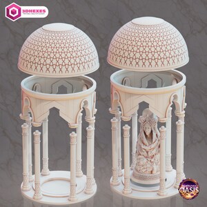 Pyramids & Shrines of Echoes and Amethyst of Oasis 3D Print Egyptian Dessert Themed DnD Miniature Terrain for Wargaming Stargate 3DHexes Goddess Shrine