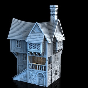 Greendale House 3D Printed DnD Miniature Terrain for Wargaming Medieval Town Shop 28mm scale Tabletop Gamer