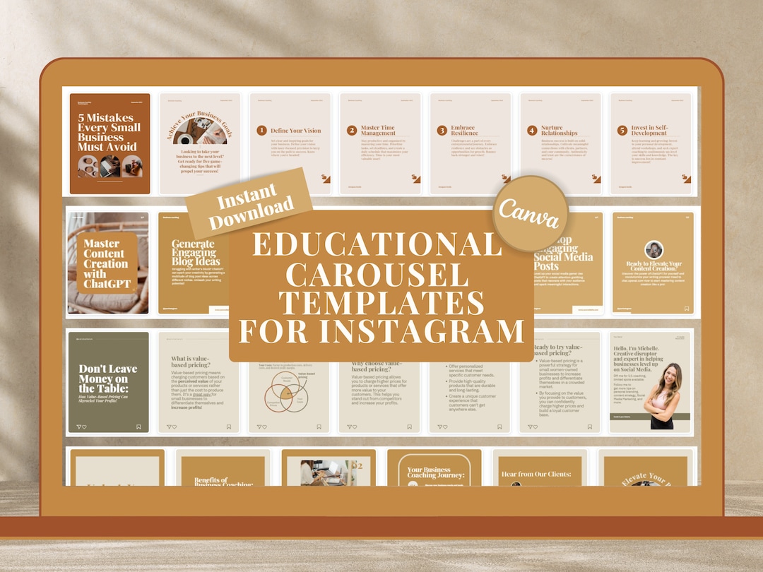 Instagram Carousel Templates: Online Coaching & Course Creation (canva ...