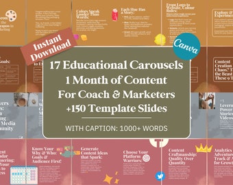 Instagram Carousel Canva Templates: 150+ Slides for Coaches (digital ...