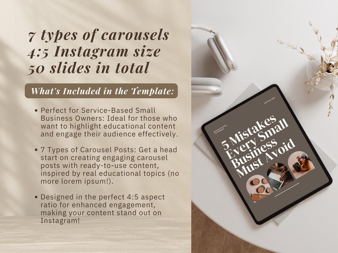 Instagram Carousel Templates: Dark Brown Canva Layouts (digital ...