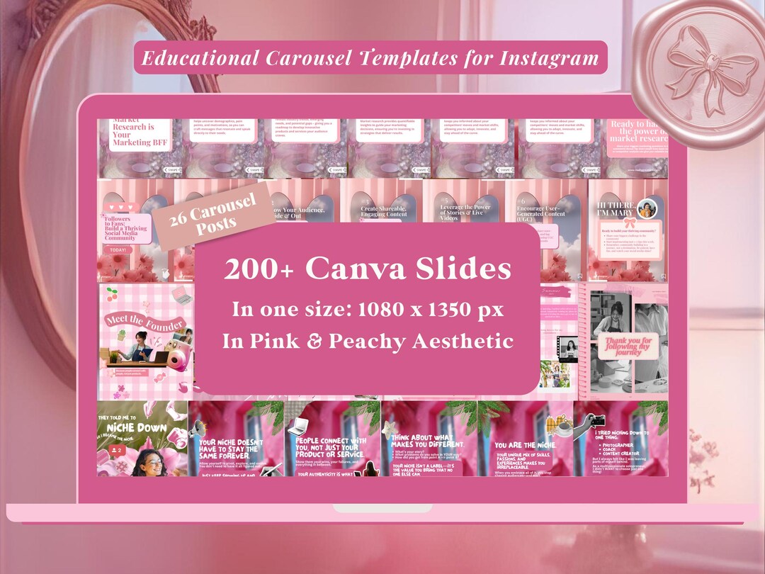 Pink Instagram Carousel Templates: Canva Social Media (200+) - Etsy