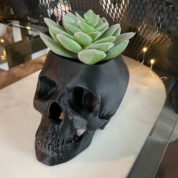 Pot de tête de mort, Creepy Halloween tête de mort Desktop Decor, tête de mort humaine Goth planteur, Spooky tête de mort humaine planteur - SHIPS FREE !