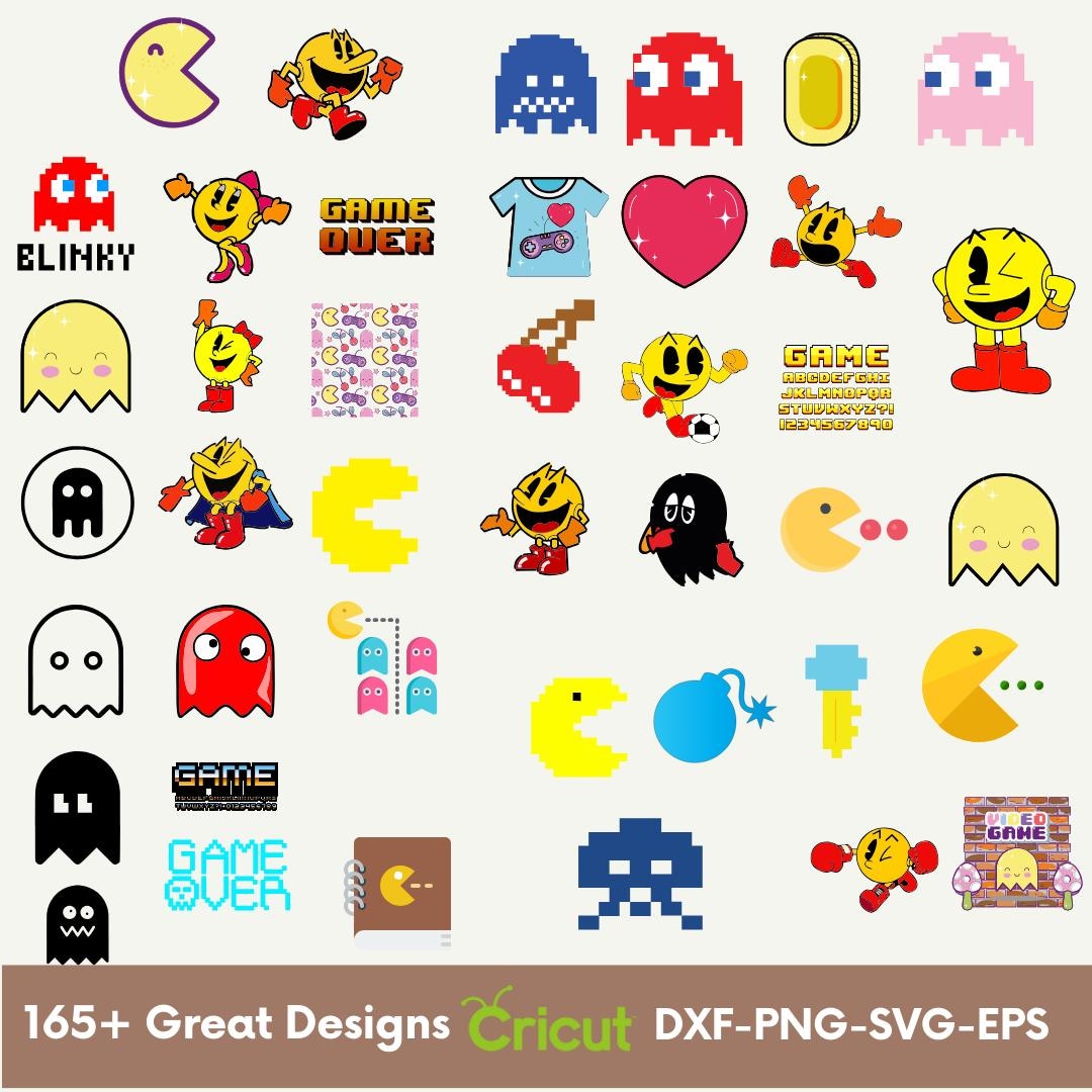Pac-man SVG Bundle, Retro Arcade Game Clipart, Ghost & Maze SVG Files ...
