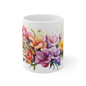 Freesia Flower Mug, 11oz,