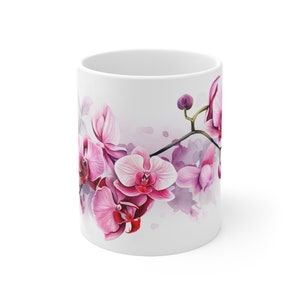 Orchids Flower Mug, 11oz,