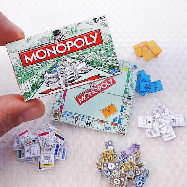 Miniature Monoply board Game Template Mini Monopoly Full Set PRINTABLE File DOWNLOAD Digital File ,Digital Prints