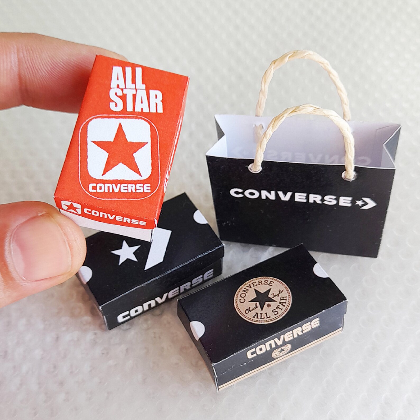 Miniature Shoe Box & Paper Bag Set Template 5 Pieces Miniature Sneaker ...