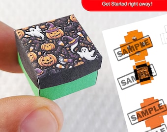 Miniature Halloween Candy Box Template: Printable Gift Box (Digital Download)