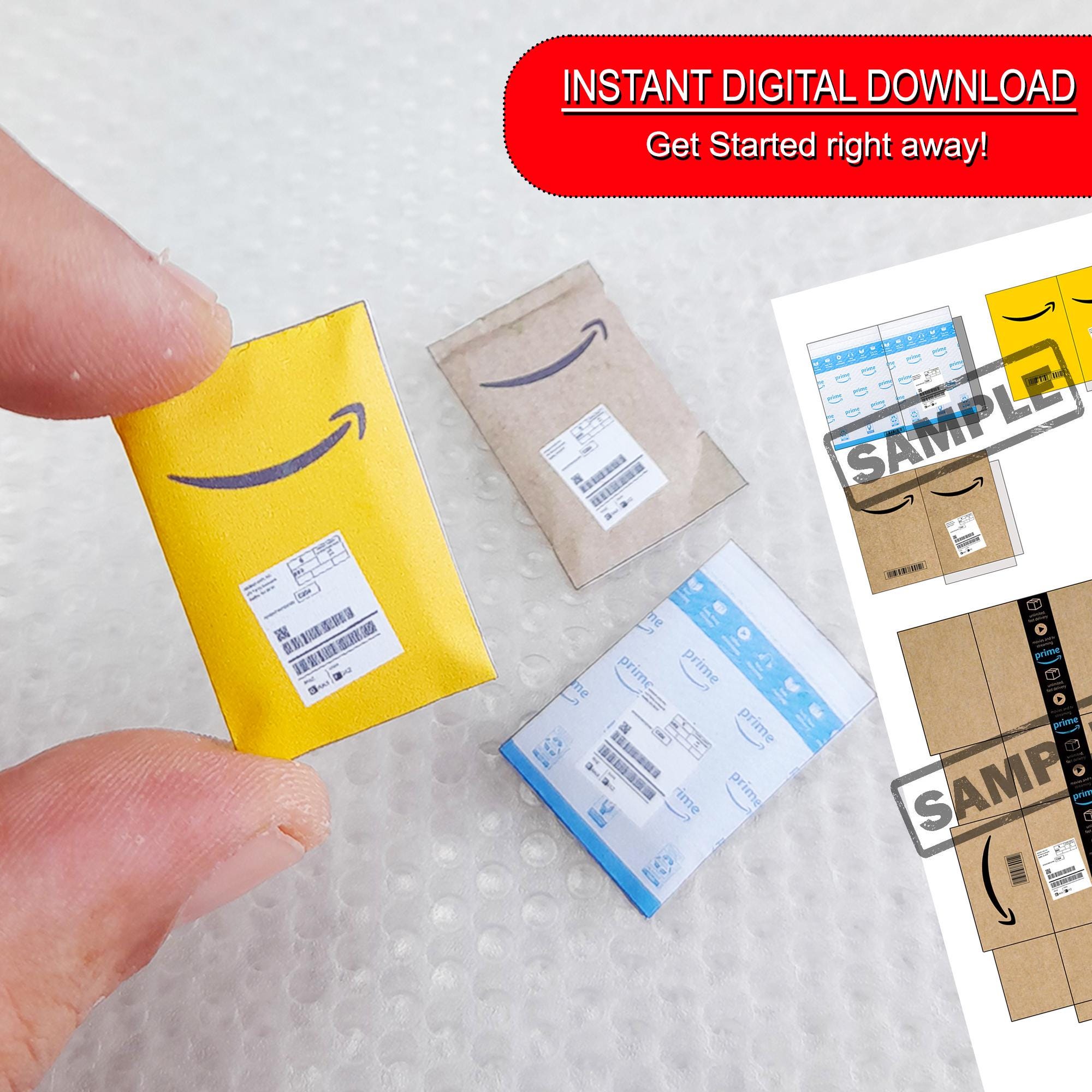 Mini AMAZON BOX and Envelopes Template | Digital Download File Amazon ...