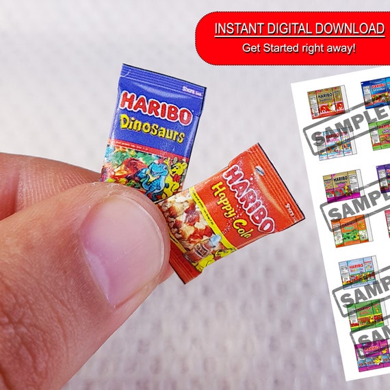 Printable 21 Style Dollhouse Miniature Candy packages | Digital Download File