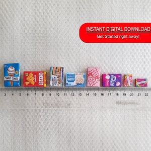 10 Miniatures Groceries Snack / Biscuits / Cereal Food Box Template ...