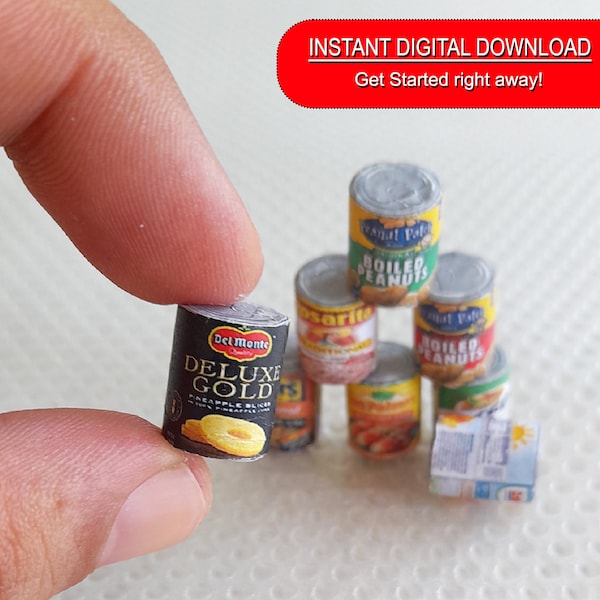 8 Style Miniature Food Cans Set Template PRINTABLE File DOWNLOAD Digital File ,Digital Prints