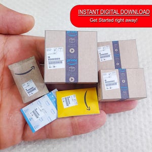 Plantilla de minicaja y sobres de Amazon / Archivo de descarga digital. Juego de 6 cajas de Amazon.