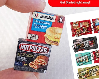 12 Style Miniature Food Box Template | Printable Dollhouse Miniatures DGITAL DOWNLOAD FILE
