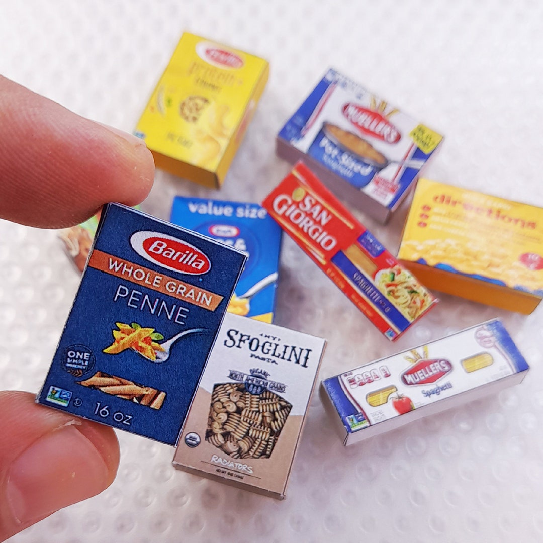 Miniature Pasta Box & Sauce Can Set: 10 Style Mini Food Templates ...