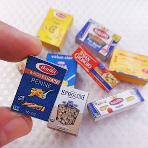 Miniaturowe pudełko na makaron spożywczy i zestaw puszek na sos 10 stylów Miniaturowe pudełko na makaron spożywczy Szablon pliku DO DRUKU POBIERZ Plik cyfrowy, wydruki cyfrowe