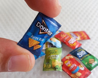 Miniature Food & Chips 1:12 Printable Miniature Chips Snack Set template | Digital Download File