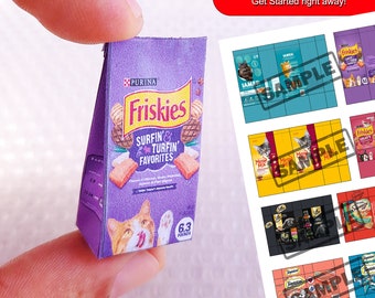 Conjunto de ração para gatos miniatura: Modelo imprimível de 10 peças (arquivo digital)