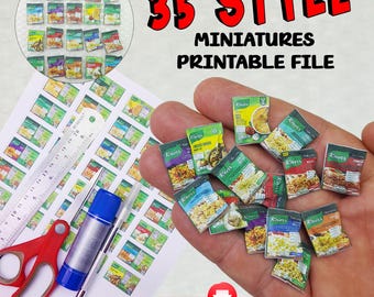 Miniature Food Package Templates: 35 Styles (Digital Download, Printable File)