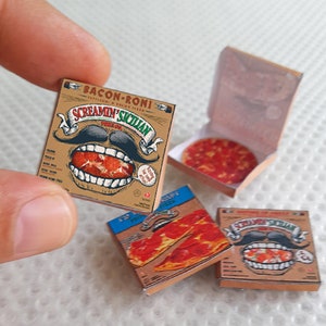Miniaturowe pudełko na pizzę > 4 stylowe miniaturowe zestawy do pizzy Pliki do pobrania w wersji cyfrowej do wydrukowania
