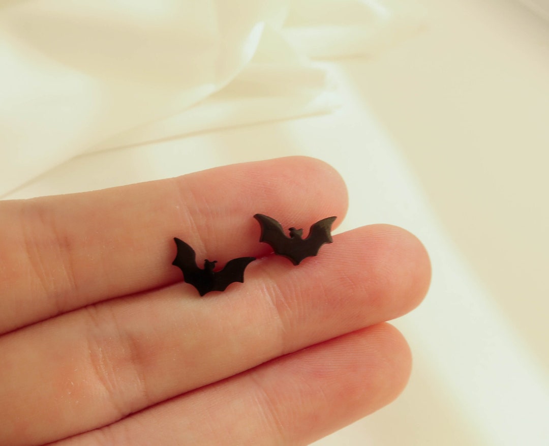 Waterproof Bats Ear Studs Halloween Bats Earings 18K Gold Etsy