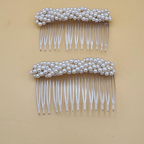 Vintage Hand Made Pearl Bridal Hair Combs