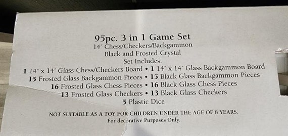 FIFTH AVENUE LTD Crystal 3 in 1 Game Set Checkers, Chess