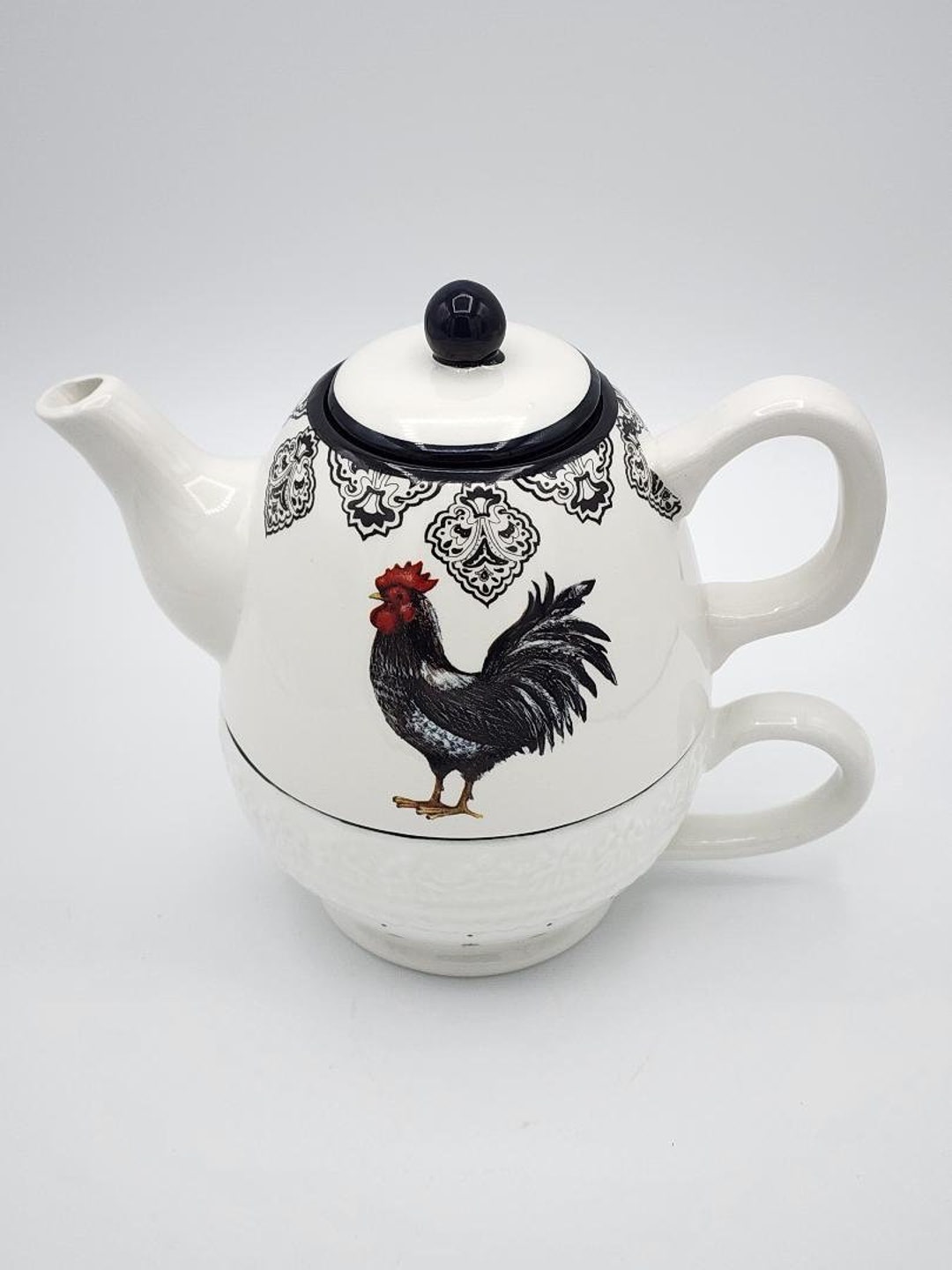 Cracker Barrel tea Set for One Rooster Three Piece Etsy