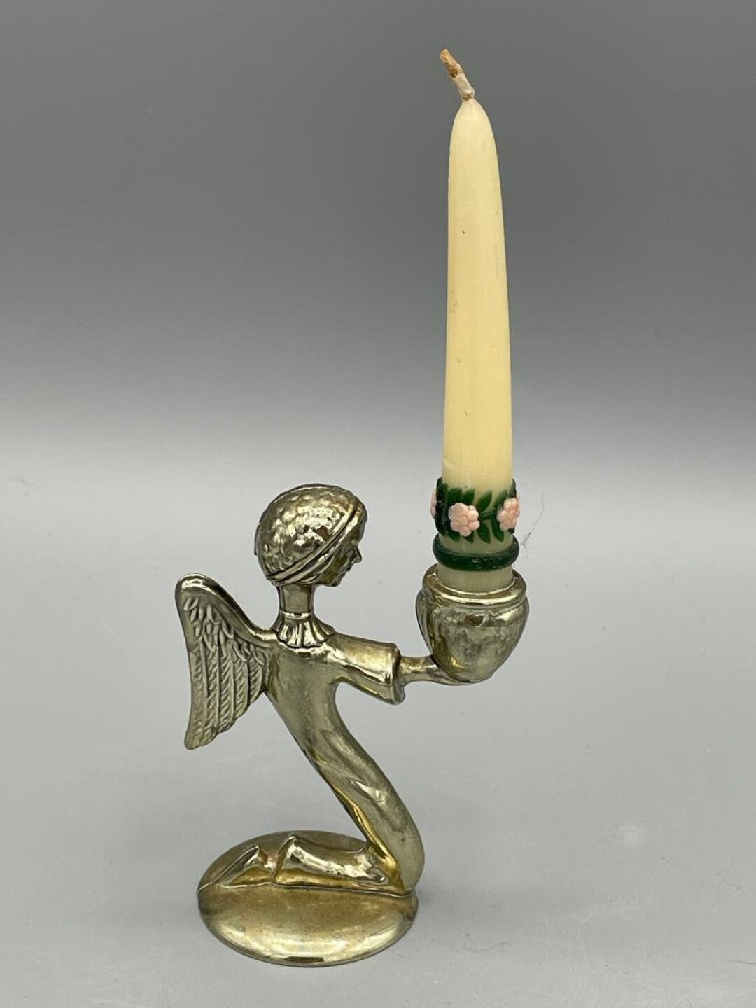 Vintage Metal Kneeling Angel Candle Holder Etsy
