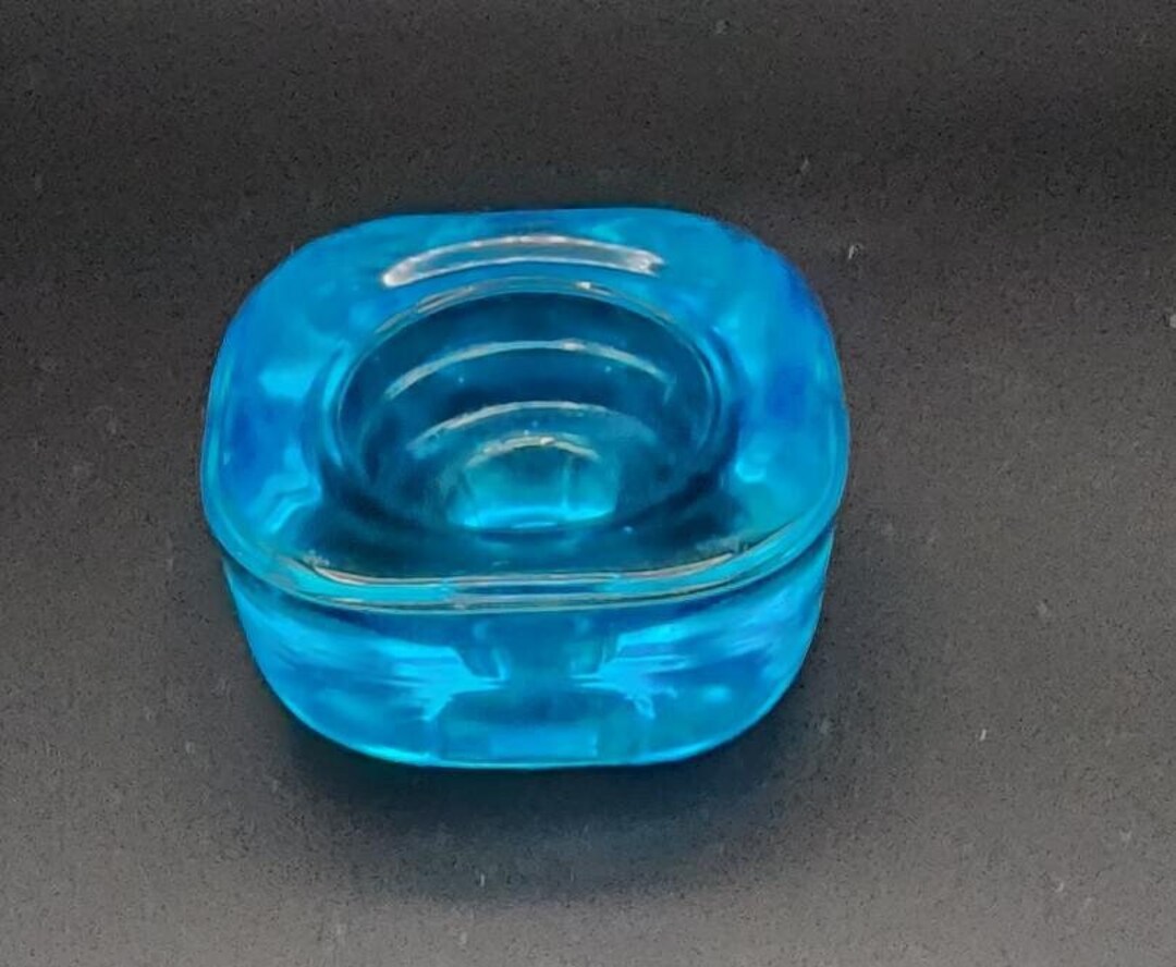 Vintage French Turquoise Glass Candlestick Holder Etsy