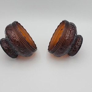 Brown Amber  Glass Canister Embossed Fruit replacement lids