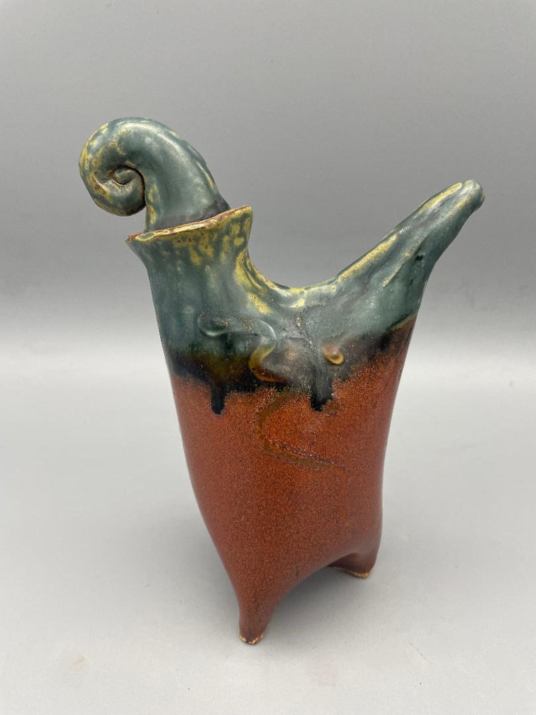 Art Nouveau Handmade Clay Teapot 5 Tall Etsy