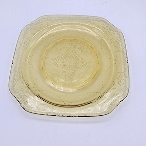 Vintage Federal Madrid Amber Depression Glass Dessert Plate - 6&quot;
