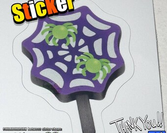 ステッカー | 蜘蛛の巣アイスキャンディーステッカー | キスカット | デカール、ノートパソコン用デカール、ウォーターボトル、ハロウィンパーティーの記念品、トリック・オア・トリート