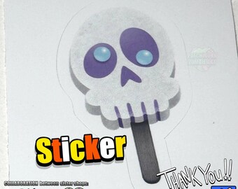 Sticker | Cute Skull Popsicle Sticker | Kiss-Cut | Decals, Laptop Decals, Water Bottle, Halloween Party Favors, Trick-or-Treat