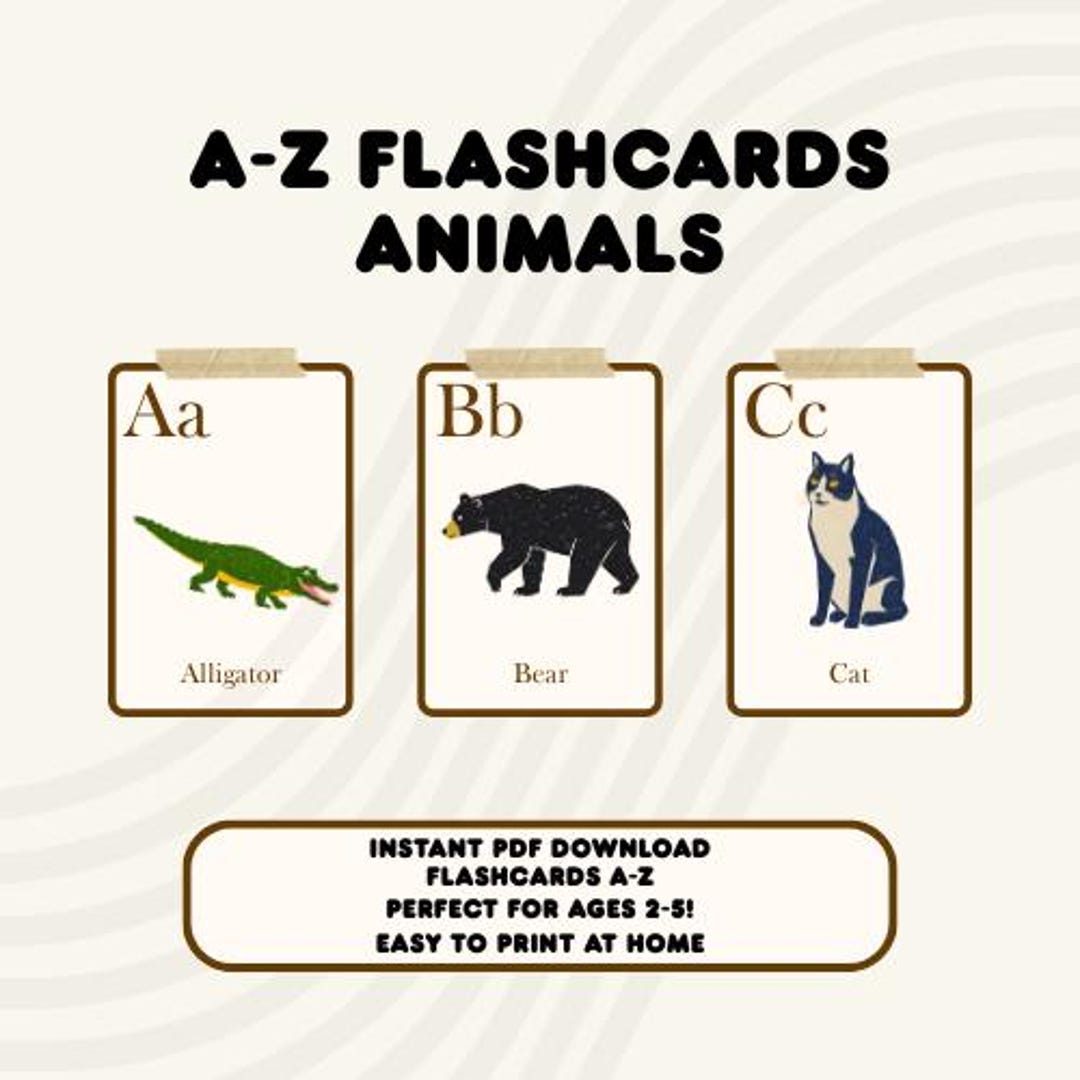 Animal ABC Flashcards A-Z | Alphabet Cards for Toddlers | Educational ...