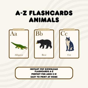 Animal ABC Flashcards A-Z | Alphabet Cards for Toddlers | Educational Printable for Kids | Preschool Animal Learning Cards